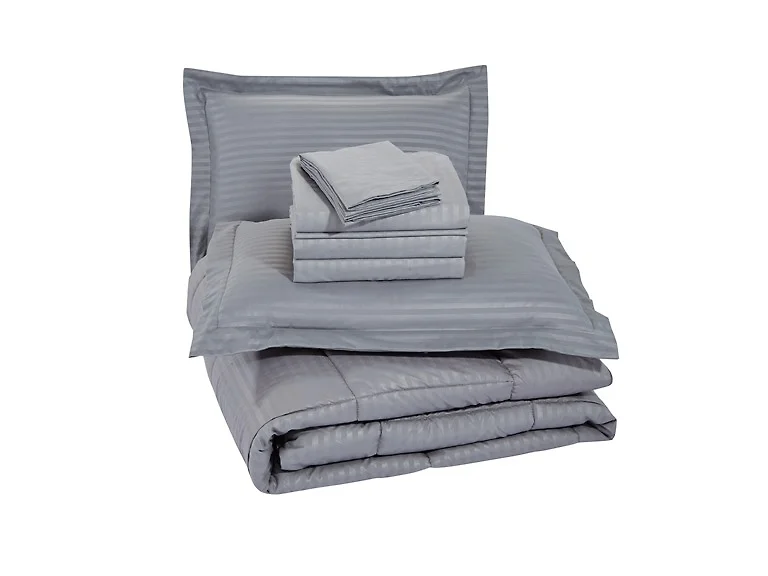 8 Piece KING Embossed Stripe Bed in a Bag