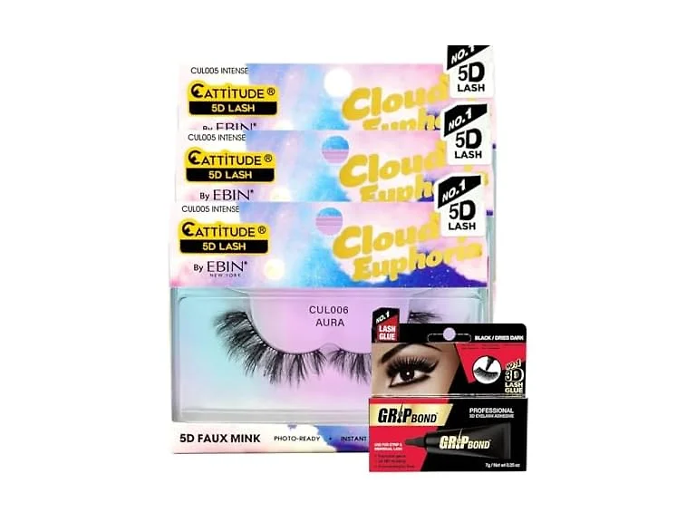 Ebin Cloud Euphoria Aura Lashes 3 Pk and Glue