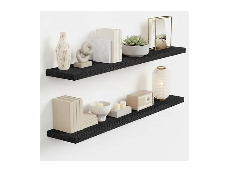 Vivelove Set of 2 Black Floating Shelves 9"D x 40"L