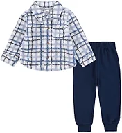 HUGGIES Sherpa Button Up Shacket and Jogger Pants 2-Piece Outfit Set