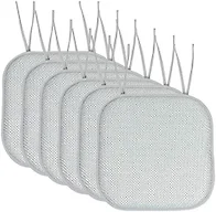 Sweet Home Collection SHC-TIES-CHAIR-PAD-CAM-WHTSGB-6PK 6PK Memory foam chair cuhsions White/Sage