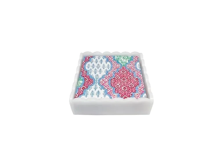 MARIPOSA PROVENCAL SCALLOPED COCKTAIL NAPKIN BOX SET