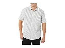 Amazon Essentials Men's Short-Sleeve Regular-Fit Stretch Poplin Shirt Shirt, -Pink/Multicolor, Stripe, Medium