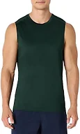 Amazon Essentials Men's Active Quick Dry Moisture-Wicking Tech Stretch Lightweight Sleeveless Muscle Shirt, Dark Green, Large