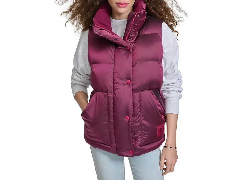 Champion Women (S) Quilted Puffer Vest Dark Pink