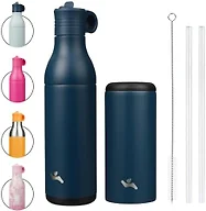 Konokyo Insulated Stainless Steel Water Bottle with Straw, 13oz