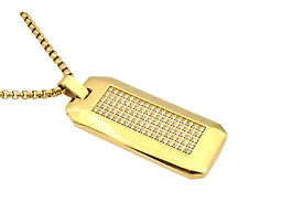 Blackjack Jewelry S-BJP188G Polished CZ Encrusted Dogtag Necklace Gold 