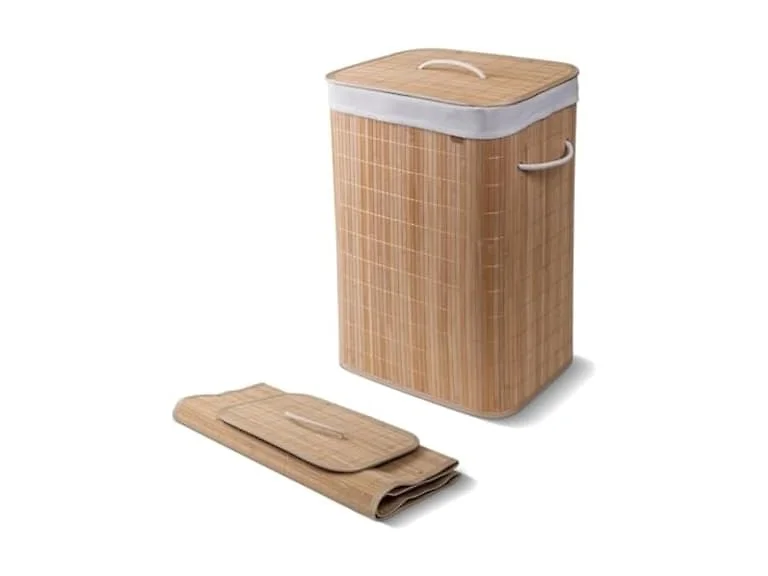 CleverMade Bamboo Laundry Hamper with Lid, 72L