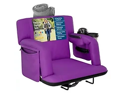 Alpcour APC-RSSAPU-D-2P 21" Wide Alpcour 2PK Premium Reclining Stadium Seat w/ Armrests Purple