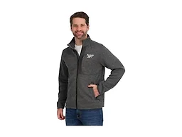 Reebok Mens Mock Neck Zip-Up Sweater Fleece Shell Jacket, Fog, S