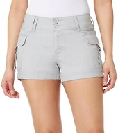 WallFlower Women's Luscious Curvy Twill Cargo Shorts 3" Mid-Rise Insta Stretch Juniors, Morning Fog, 5