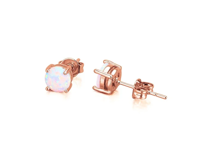 Sterling White Fiery Opal Stud Earring