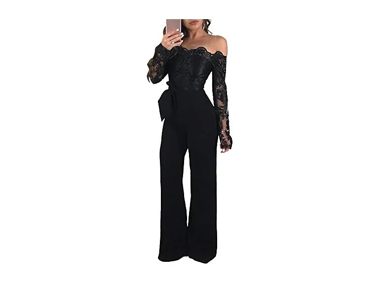 Aro Lora Women Off Shoulder Jumpsuit Lace Romper