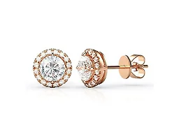 AAA IGT-DAAS-DES246-R Sterling Silver Halo Stud Earrngs Rose Gold 