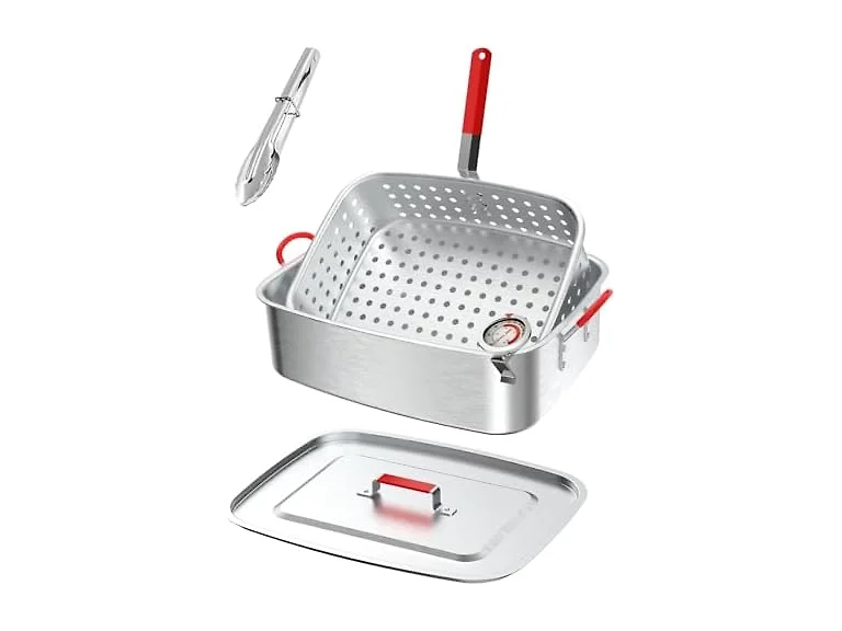 Aluminum Deep Fryer Pot | Lid | Outdoor Fish Fryer Pot (Open Box)