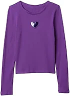 GAP Girls Long Sleeve Ribbed Henley Top Shirt Ultra Violet XXL