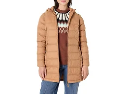 Amazon Essentials Women's Women's Lightweight Water-Resistant Hooded Puffer Coat (Available in Plus Size), Light Brown, Medium