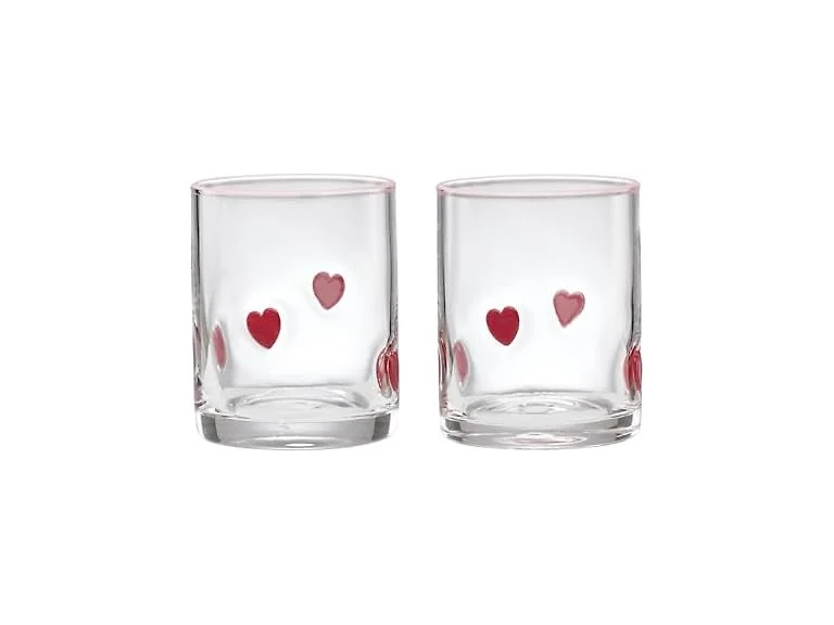 Oneida 24 Seven Heart Glass Tumblers, 12oz, Set of 2