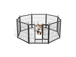Simple Deluxe Dog Playpen Indoor Outdoor, 24" Height 8 Panels Fence with Anti-Rust Coating, Metal Heavy Portable Foldable Dog Pen for Small/Medium Dogs RV Camping, Black
