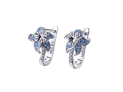 Flower Crystal Huggie Earrings