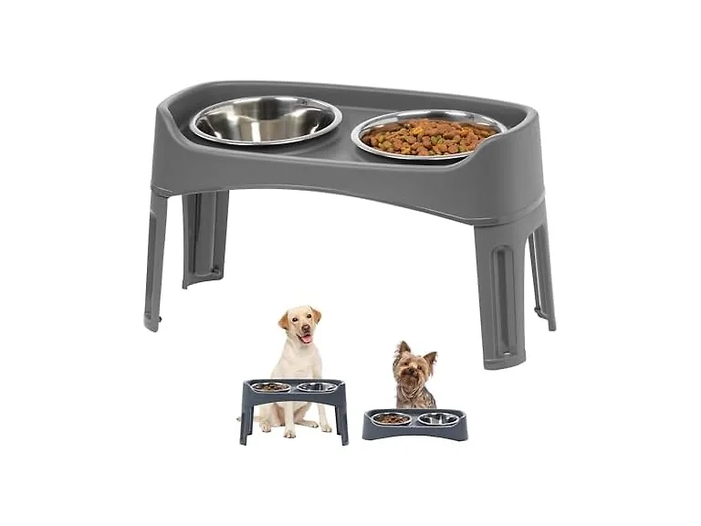 IRIS USA Elevated Dog Bowls Adjustable Stand