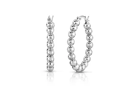 925 Sterling Silver 30MM Bead Hoops