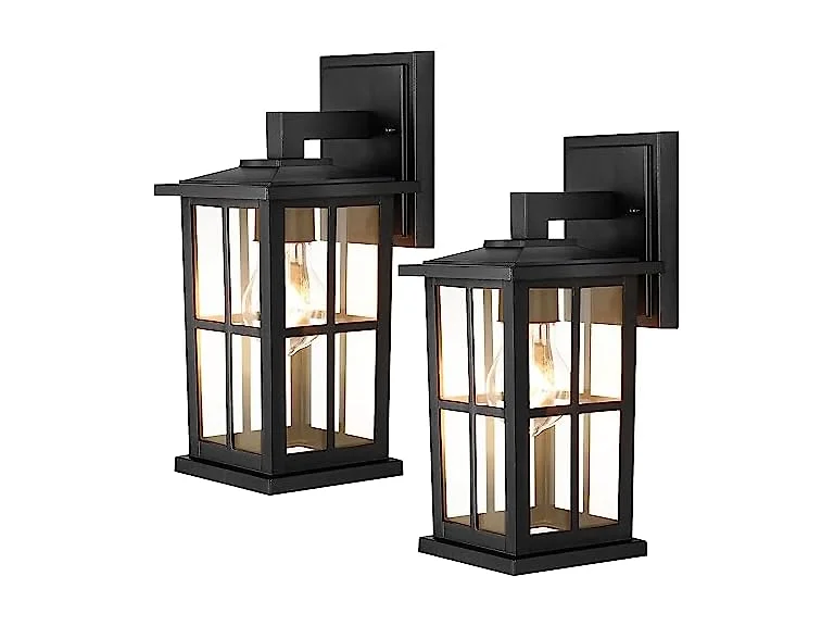 2-Pack Outdoor Wall Light Fixtures, Exterior Porch Lights, Black