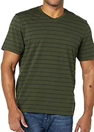 Amazon Essentials Men's Cotton Short-Sleeve V-Neck T-Shirts, Pack of 2, Navy/Olive/Stripe, XX-Large