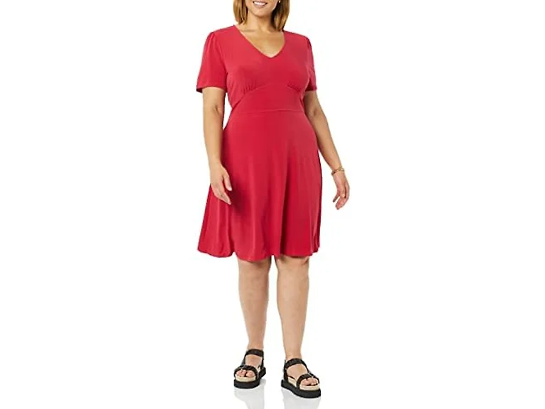 Amazon Essentials Women Short Sleeve V-Neck Dress