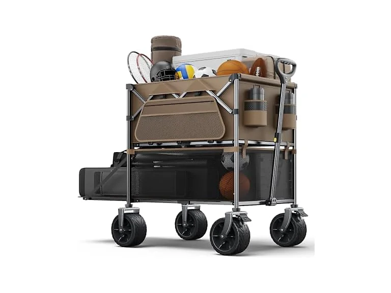 Everyfun 480Lbs Foldable Double Decker Wagon Cart