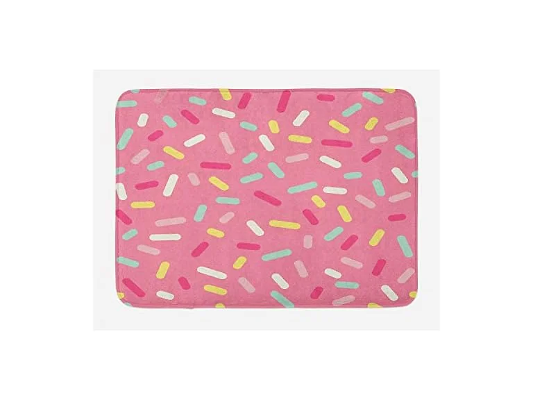 Ambesonne Pink and White Bath Mat, Abstract