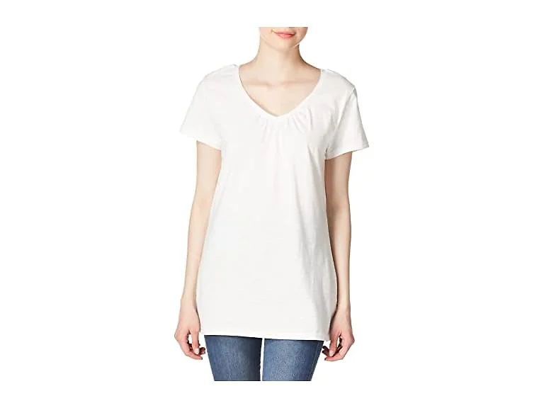 Hanes Women Shirred V-neck T-shirt