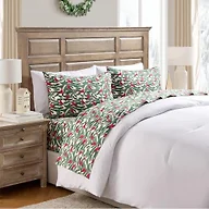 Hallmark - Holiday Sheets, 4-Piece Soft Brushed Cotton Sheet Set with Matching Pillowcase (Birdie Multi, Queen)