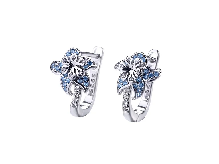 Flower Crystal Huggie Earrings