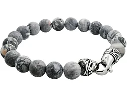 Blackjack Jewelry S-BJB244BJ Genuine Grey Jasper Bead Bracelet  