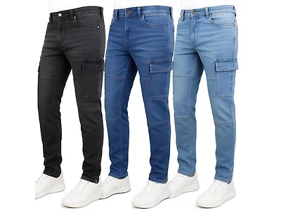 Men's Stretch Cargo Denim Jeans (30-42)