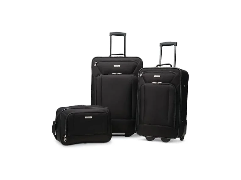 American Tourister Fieldbrook XLT Softside Upright Luggage, Black, 3-Piece Set