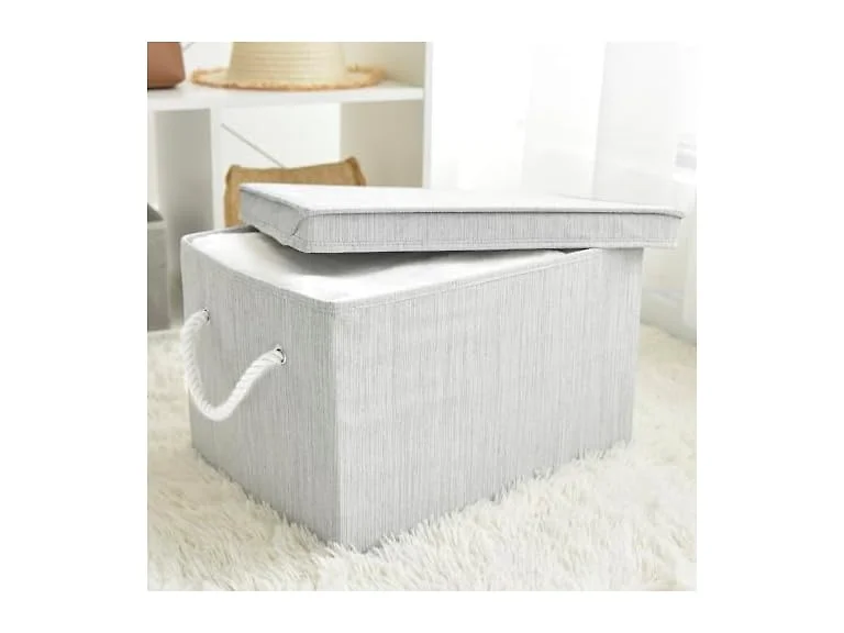 Suptinwear Large Storage Baskets with Lid for Shelves, Gey