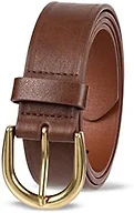 Amazon Essentials Women's Raw Edge Jeans Belt with Wide Waist Strap, Casual, Rounded Buckle, Chestnut Brown, 2X