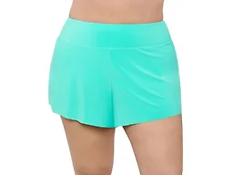Aqua Green Women's High Waist Beach Swim Short Bottom, Midori, 2X