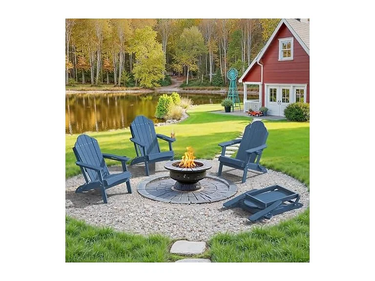 LUE BONA Set of 2 Blue Adirondack Chairs