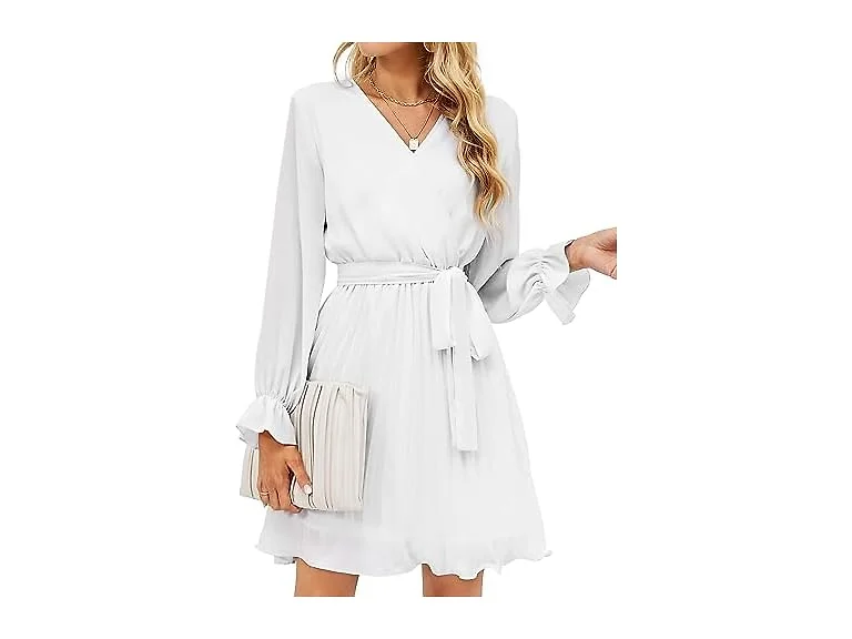 BBX Lephsnt Women (L) Lantern Sleeve V Neck Dress