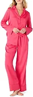 Amazon Essentials Women's Satin Long Sleeve Shirt and Pant Pajama Set, Hot Pink, Large