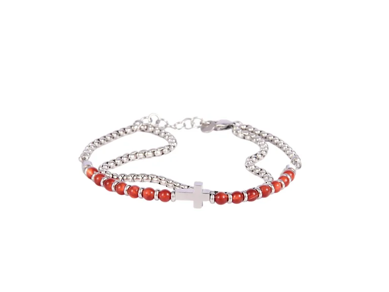 Mens Popcorn Chain & Bracelet w-Cross