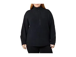 Amazon Essentials Women's Sweaters, Dressy Casual, Mid Gauge Stretch, Half Zip, Polo Collar, Black, Small