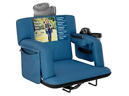 Alpcour APC-RSSANB-D-2P 21" Wide Alpcour 2PK Premium Reclining Stadium Seat w/ Armrests Navy Blue