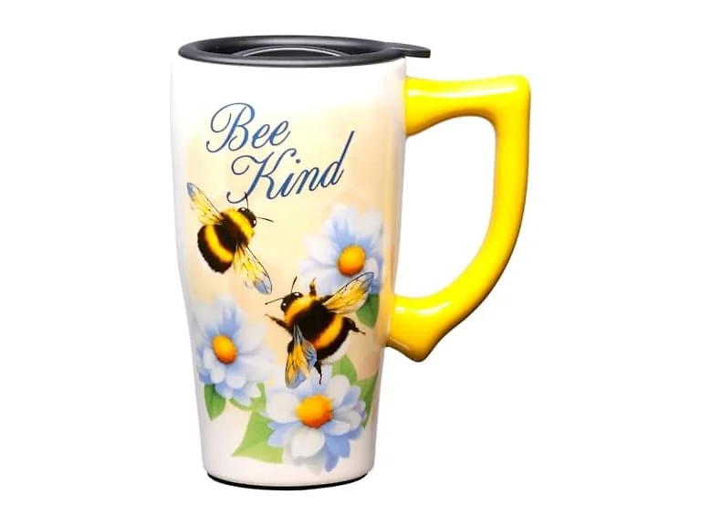 Spoontiques Bee Kind Ceramic Travel Coffee Mug