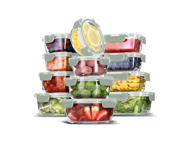 EATEX 24pc Glass Storage Containers with Lids
