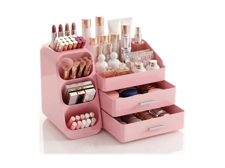 Pink Makeup Organizer with Drawer