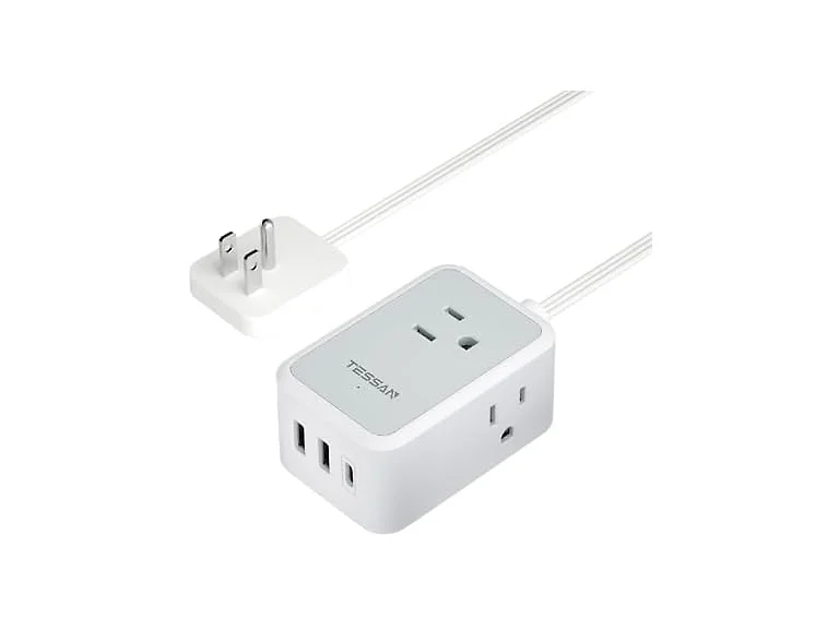 TESSAN 5ft Small Power Strip (3 Outlets, 3 USB)